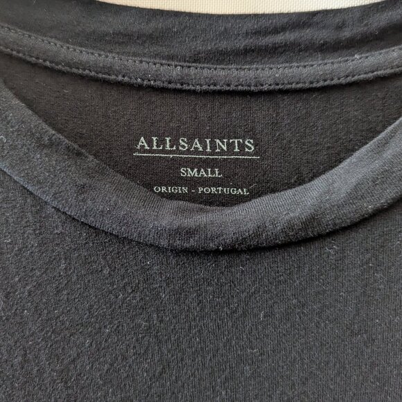 Allsaints Rip It Up Tunic Tee Black Grey Tone Abstract Graphic High Low Hem - Picture 6 of 12